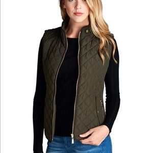 NWT Boutique Quilted Olive Vest